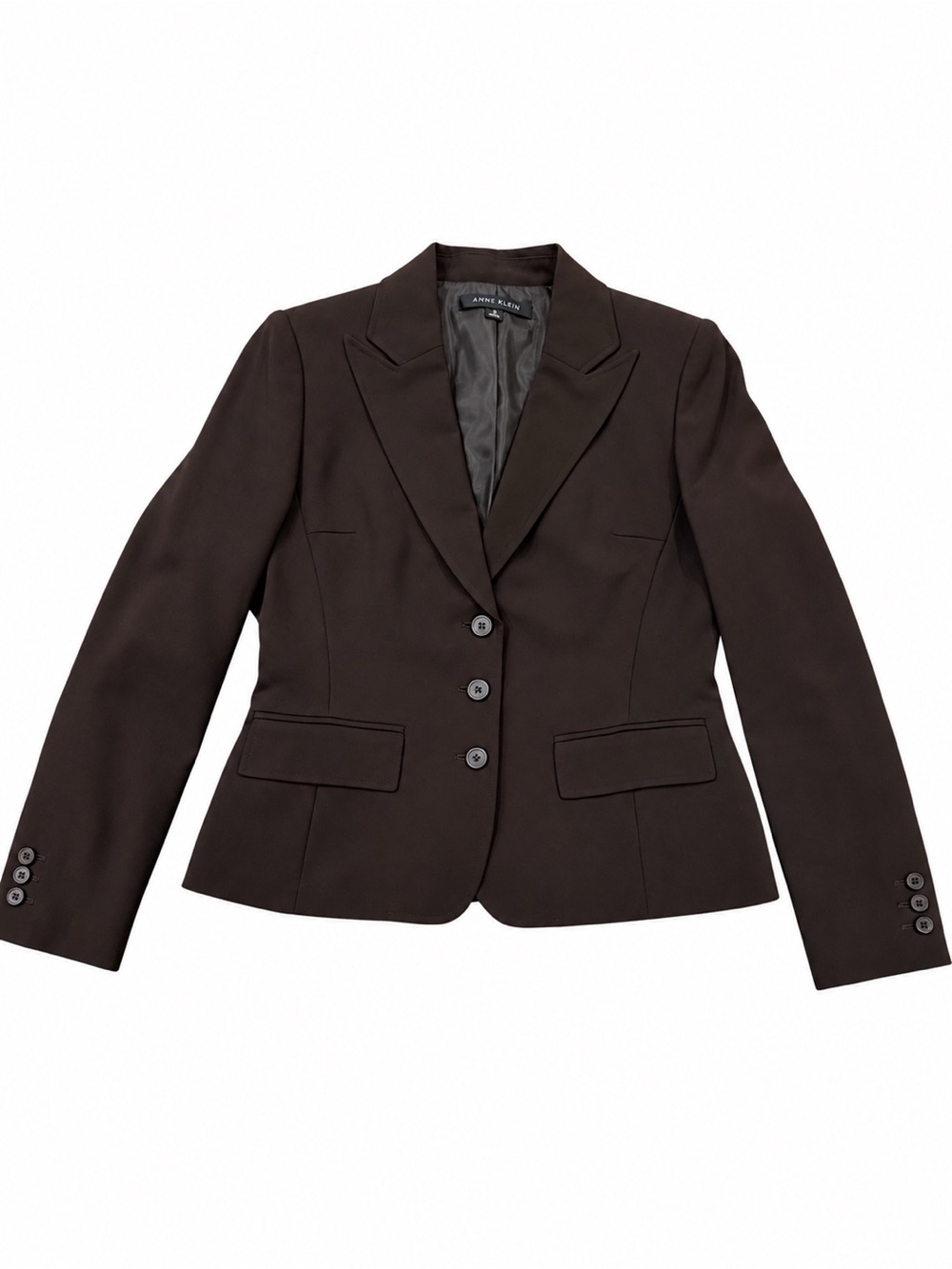 Anne Klein Brown Tailored 3 Button Blazer Suit Jacket Size 4 NWOT Matching Pants